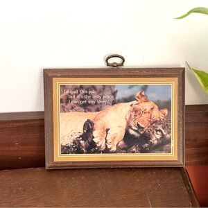 Vintage Lion I’d Quit This Job Sleep Wall Hanging Wood Plaque Hallmark Funny Job